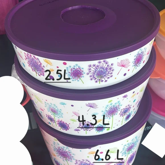 Tupperware Purple Floral Storage Set - Picture 1 of 1